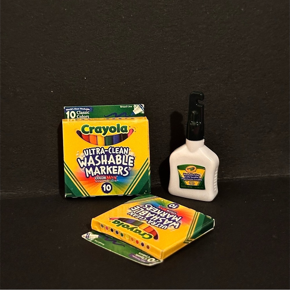 Mini Brands Crayola Washable Markers and Glue Set